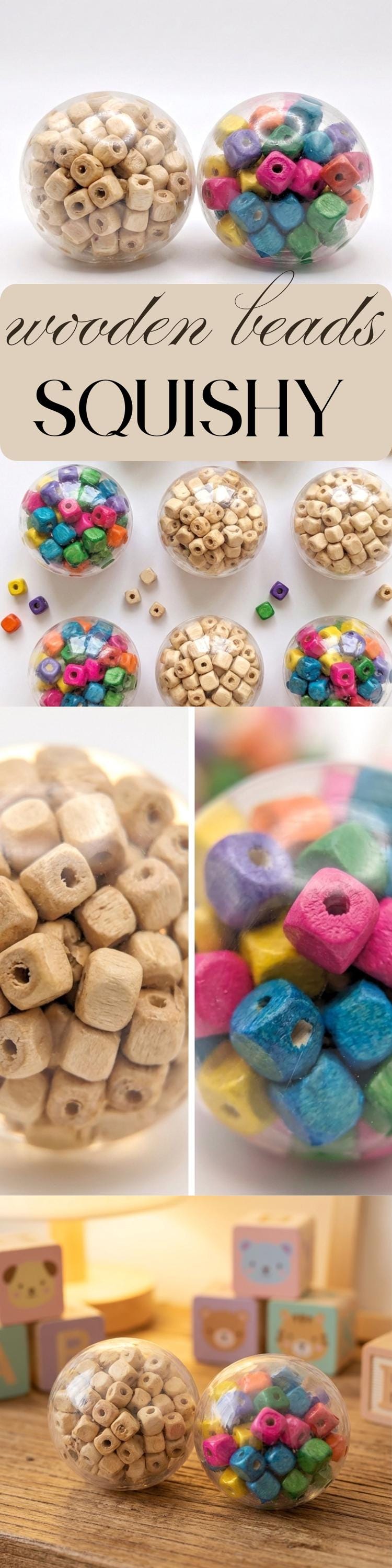 Squishy Perlen-Ball Holzwürfel Buntes Fidget Toy ASMR Quetsch-Spielzeug Sensorisches TikTok Viral Squishy Geschenkidee für Kinder Stressabbau Spielzeug Erwachsene