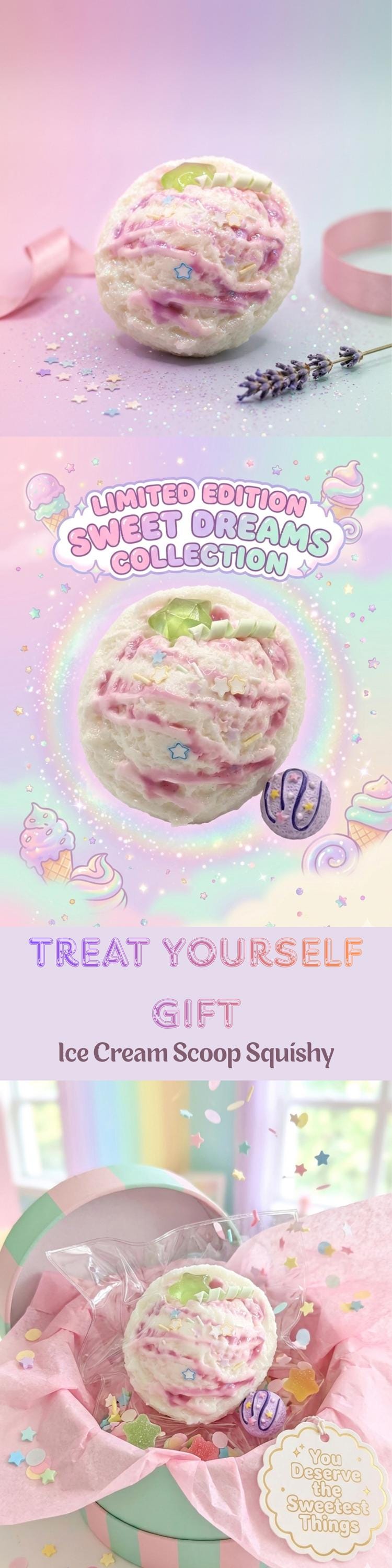 Taba Squishy Eiscreme-Quetschspielzeug, handgefertigt, Stressball, langsam aufsteigend, Fidget zur Angstlinderung, Glücksbringer, Selbstpflegegeschenk für sie, emotionale Unterstützung