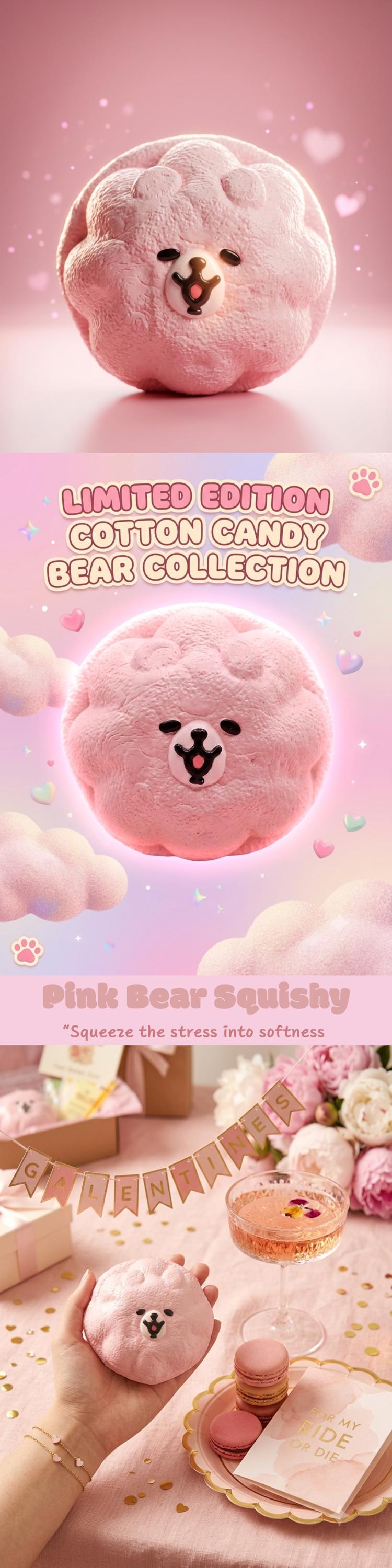 Squishy Pink Bär Quetschspielzeug Langsam Steigender Stressball für Angstlinderung Spielzeug Fidget Geschenkideen Teenager Mädchen Schreibtisch Deko Kinder ADHS Schreibtisch Kumpel
