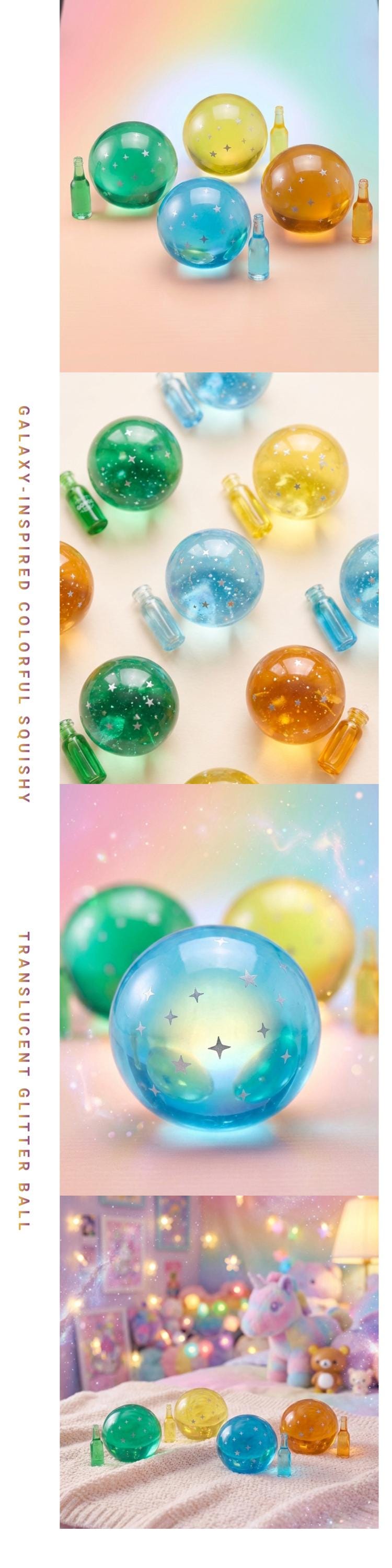 Bunter Galaxie Squishy Weicher Stressball Transparenter Glitzer Fidget Squeeze Toy Langsam aufsteigendes Sensorik Entspannungs-Spielzeug Erwachsenengeschenk für Kinder