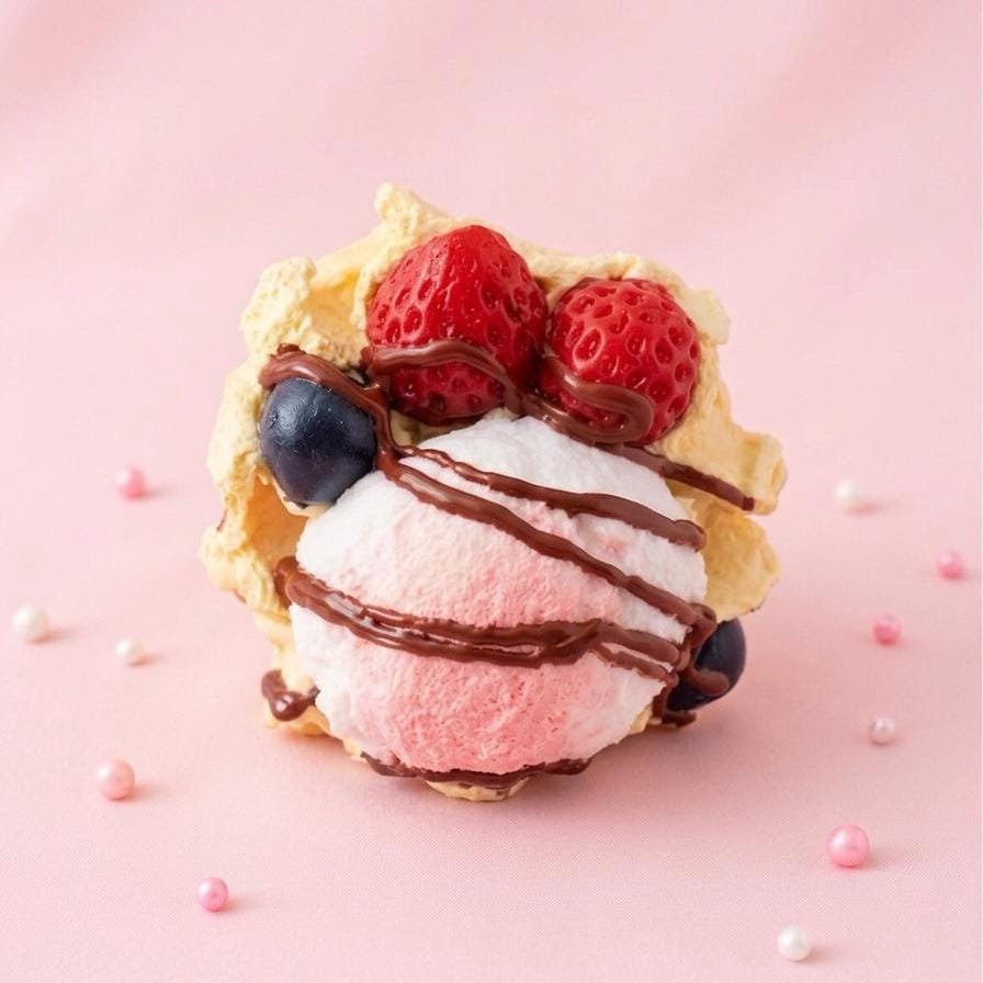 Strawberry Ice Cream Waffle Squishy