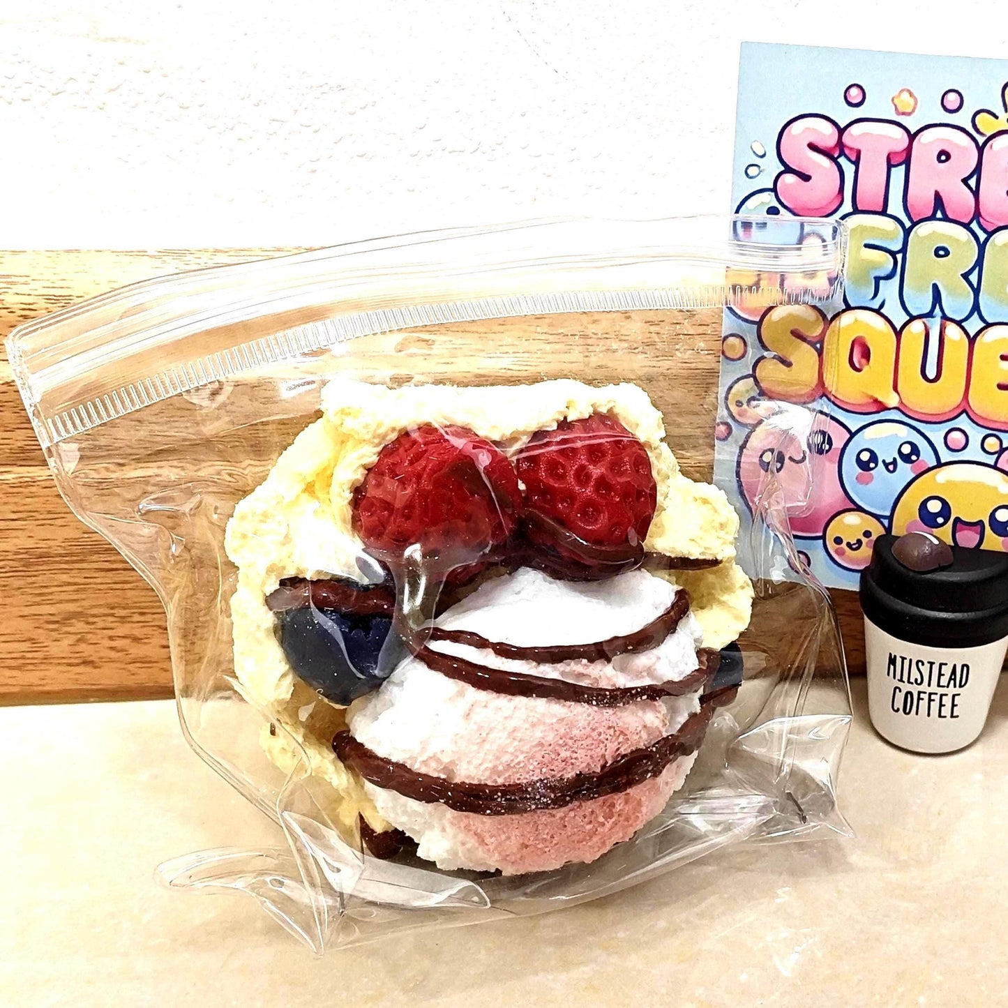 Strawberry Ice Cream Waffle Squishy
