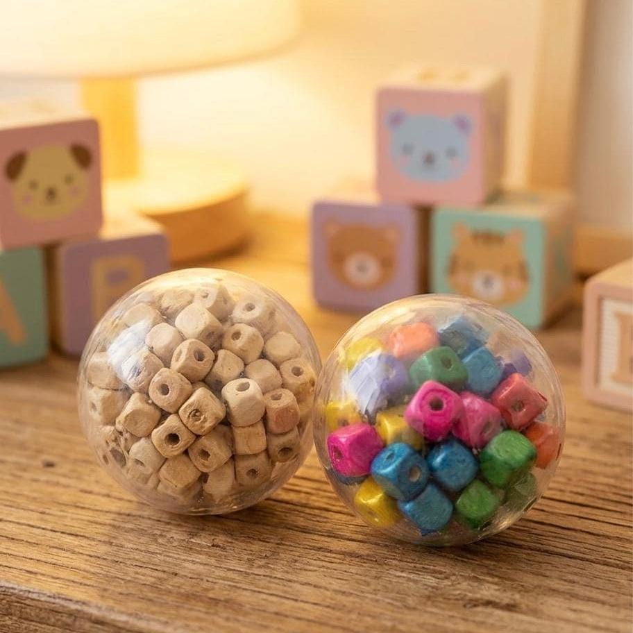 Squishy Perlen-Ball Holzwürfel Buntes Fidget Toy ASMR Quetsch-Spielzeug Sensorisches TikTok Viral Squishy Geschenkidee für Kinder Stressabbau Spielzeug Erwachsene