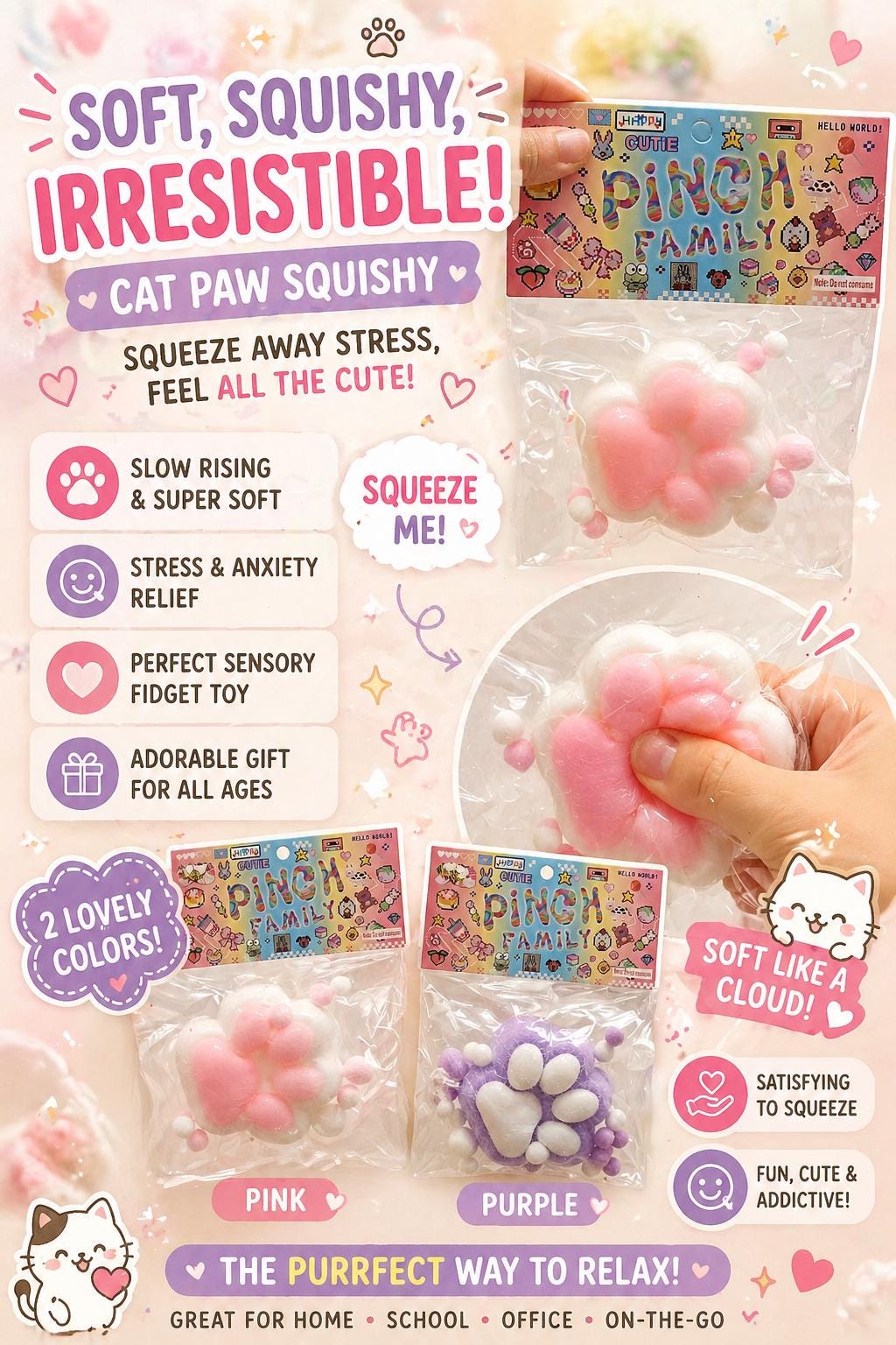 Colorful Cat Paw Squishy