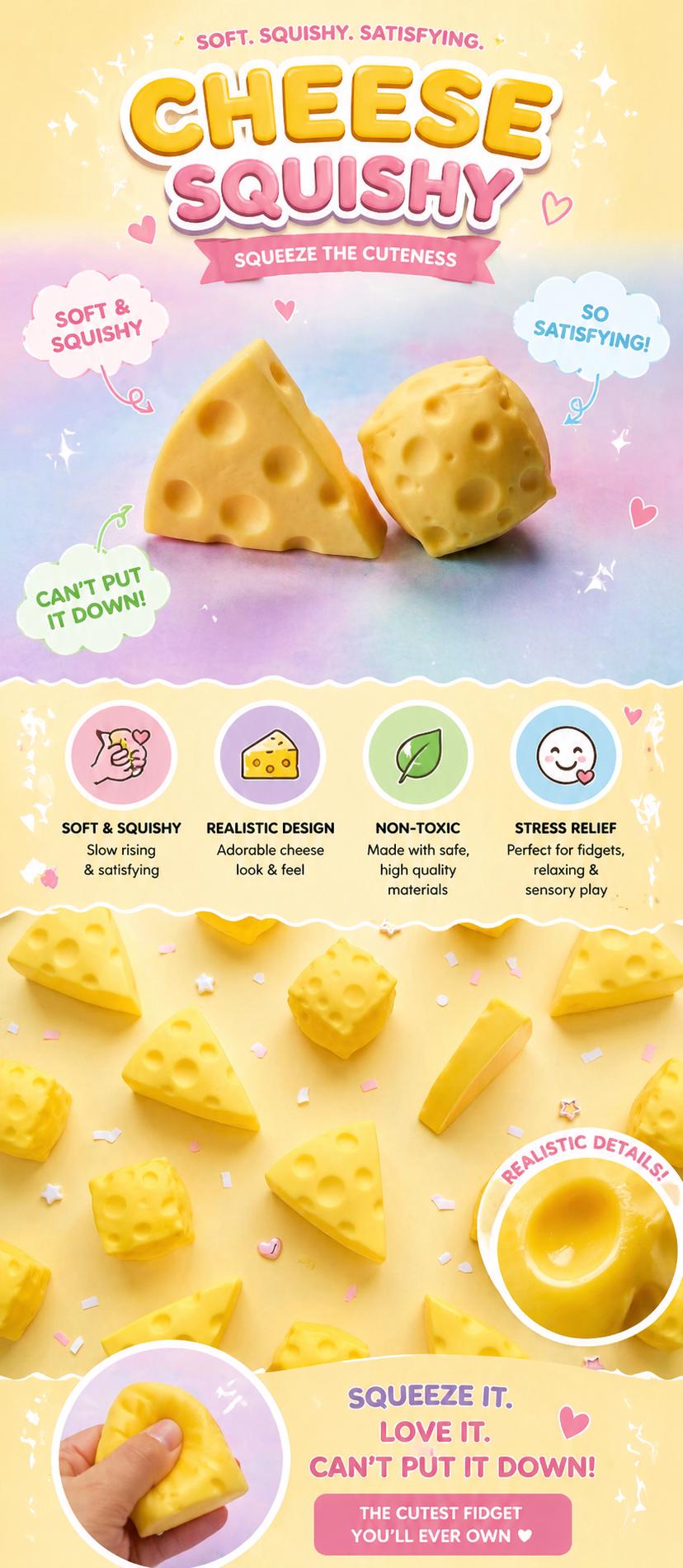 Cube & Wedge Cheese Squishy