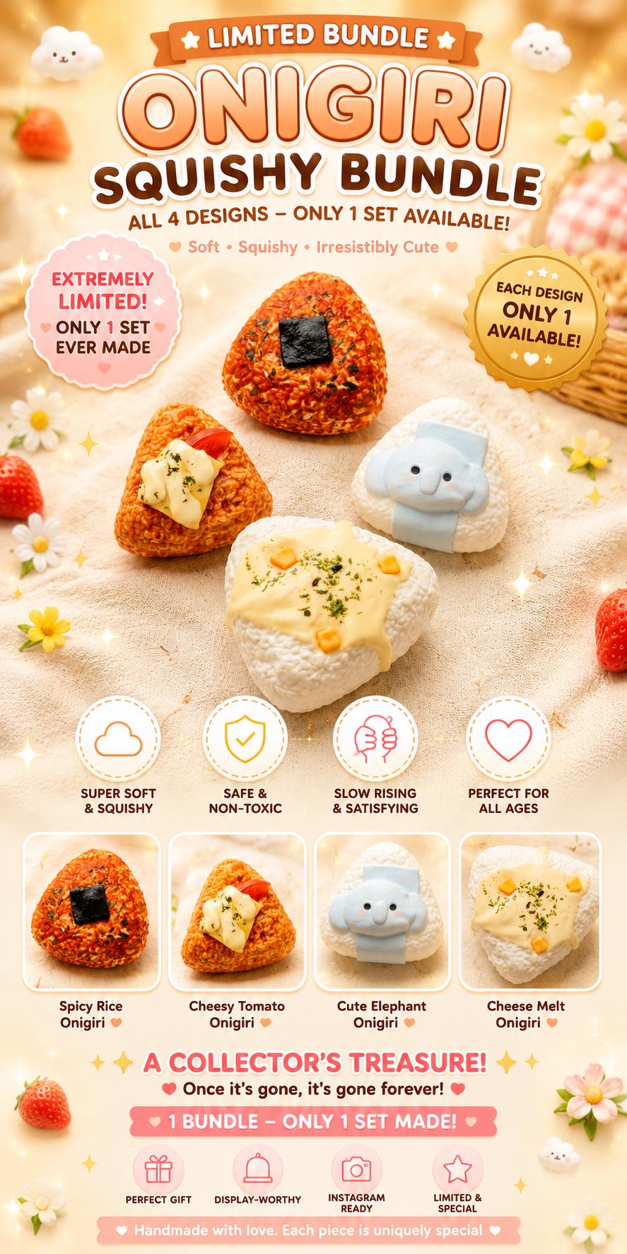 Onigiri Rice Ball Squishy Bundle