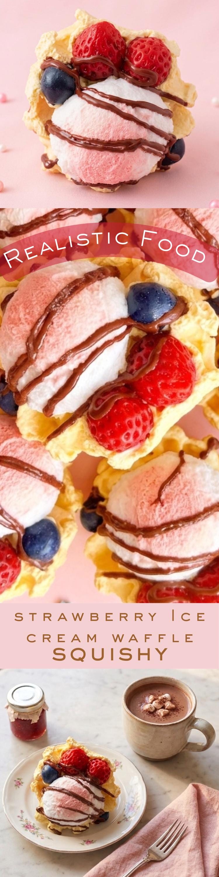 Strawberry Ice Cream Waffle Squishy