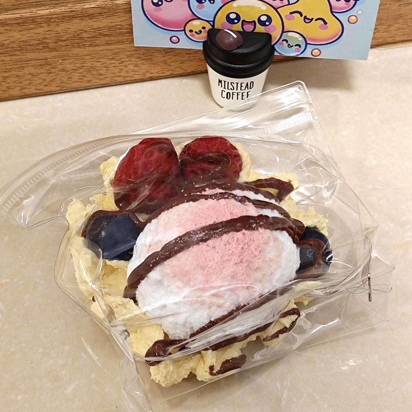 Strawberry Ice Cream Waffle Squishy