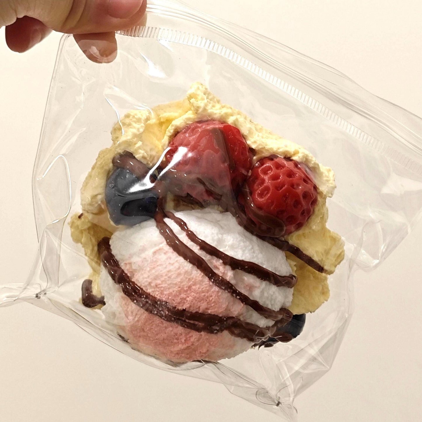 Strawberry Ice Cream Waffle Squishy