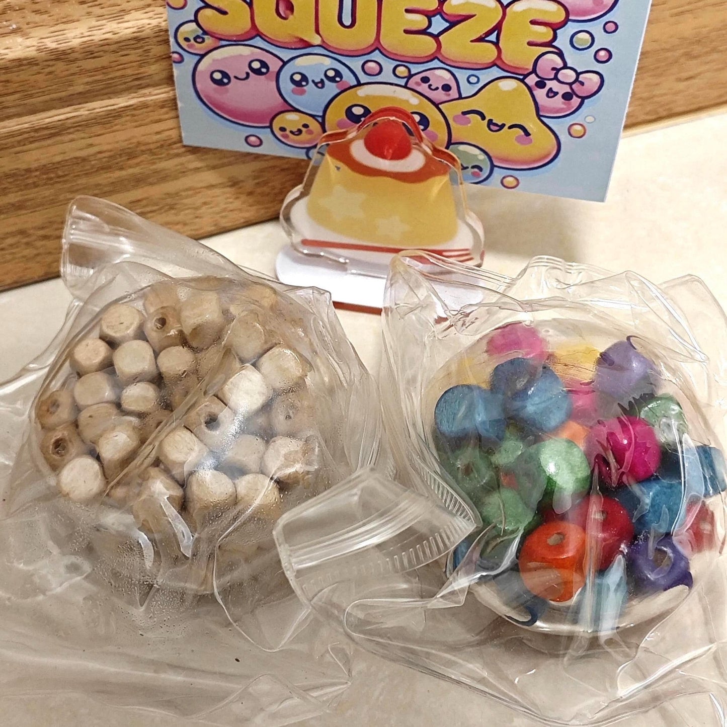 Squishy Perlen-Ball Holzwürfel Buntes Fidget Toy ASMR Quetsch-Spielzeug Sensorisches TikTok Viral Squishy Geschenkidee für Kinder Stressabbau Spielzeug Erwachsene
