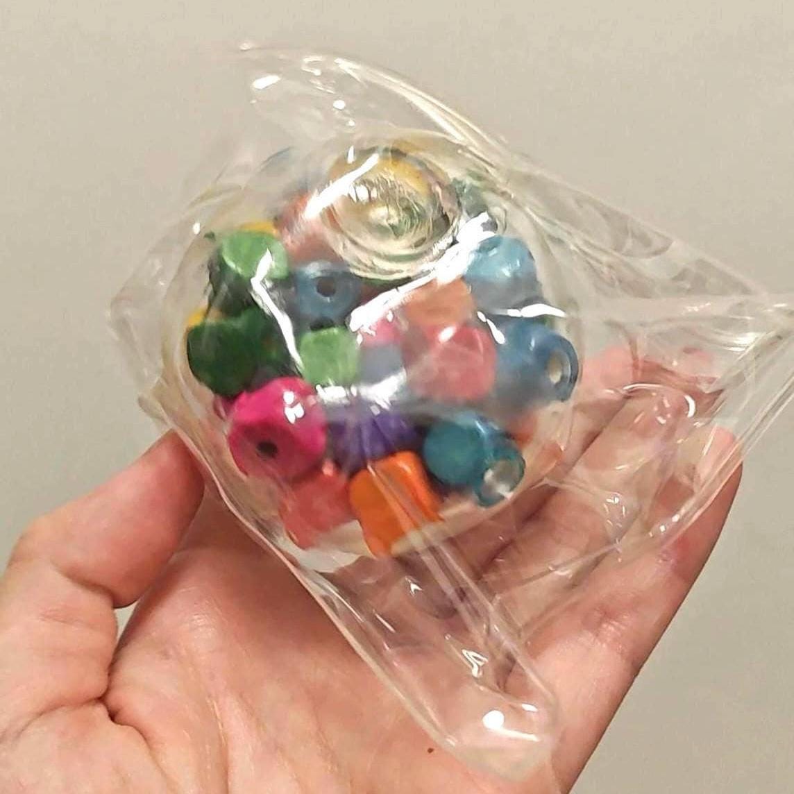 Squishy Perlen-Ball Holzwürfel Buntes Fidget Toy ASMR Quetsch-Spielzeug Sensorisches TikTok Viral Squishy Geschenkidee für Kinder Stressabbau Spielzeug Erwachsene