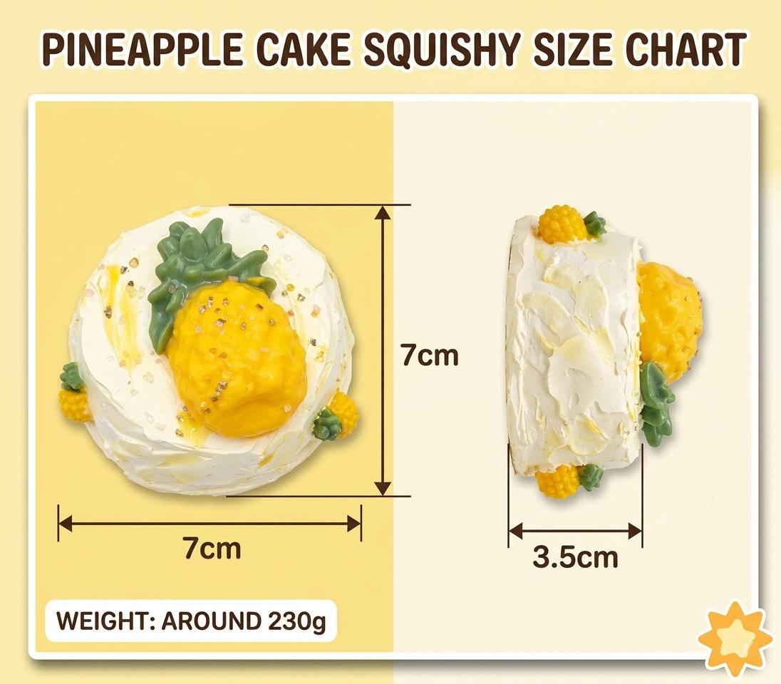 Quetschbarer Ananaskuchen Squishy Dessert Langsam aufsteigender Stressball Sensorisches Fidget Toy zur Angstlinderung Geschenkideen für Erwachsene Schreibtischdeko