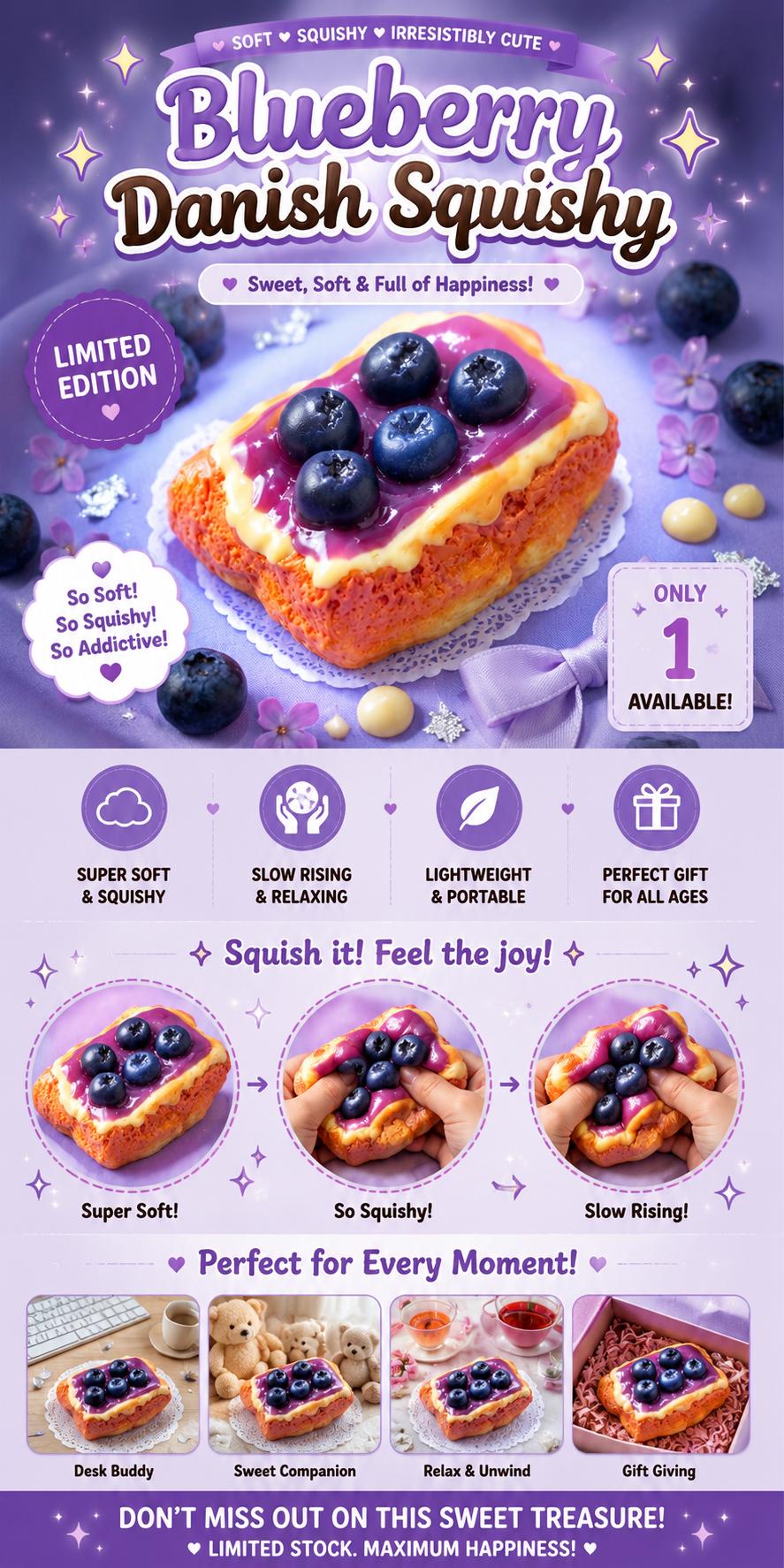 Blueberry Danish Pastry Squishy