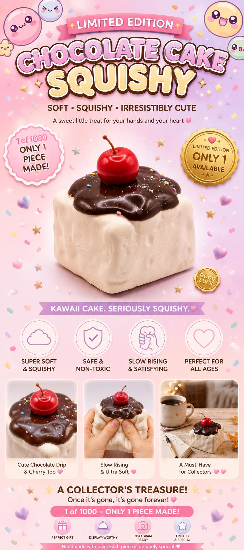 Cherry Chocolate Hot Fudge Cake Squishy