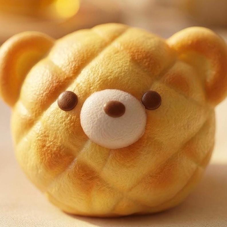 Quetschbarer Kawaii Teddybär-Waffel-Brot-Squeeze-Toy Weicher Stressball Mini-Taschenanhänger Zubehör Tragbares Fidget Toy Golden Bakery Geschenk für Teenager