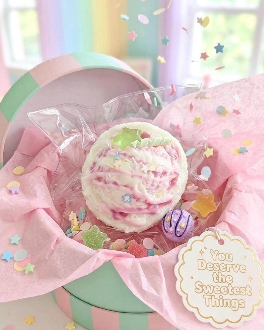 Taba Squishy Eiscreme-Quetschspielzeug, handgefertigt, Stressball, langsam aufsteigend, Fidget zur Angstlinderung, Glücksbringer, Selbstpflegegeschenk für sie, emotionale Unterstützung