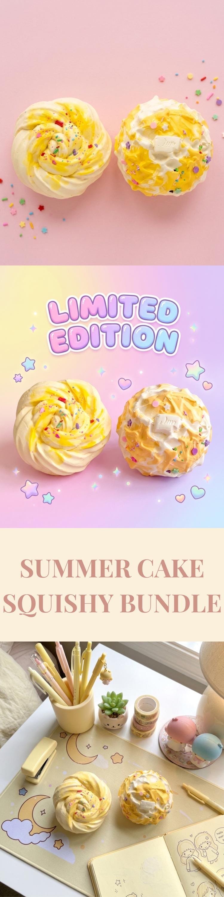 Kuchen-Squishy-Spielzeug-Set Dessert-Paar-Quetschbündel Pastellfarbener Stressball Kawaii Fidget Toy zur Angstlinderung Geschenkideen für Teenager Sammlerstück