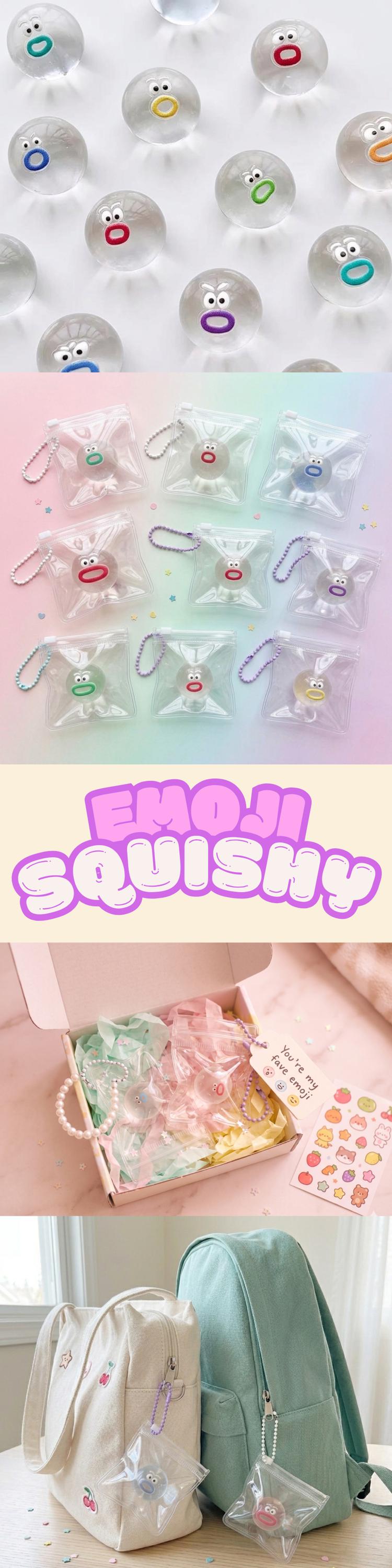 Emoji Squishy Mini Quetschspielzeug Set Schlüsselanhänger Taschenanhänger Stressball Winziges Fidget Spielzeug zur Stresslinderung Geschenkideen für Teenager Handy-Zubehör