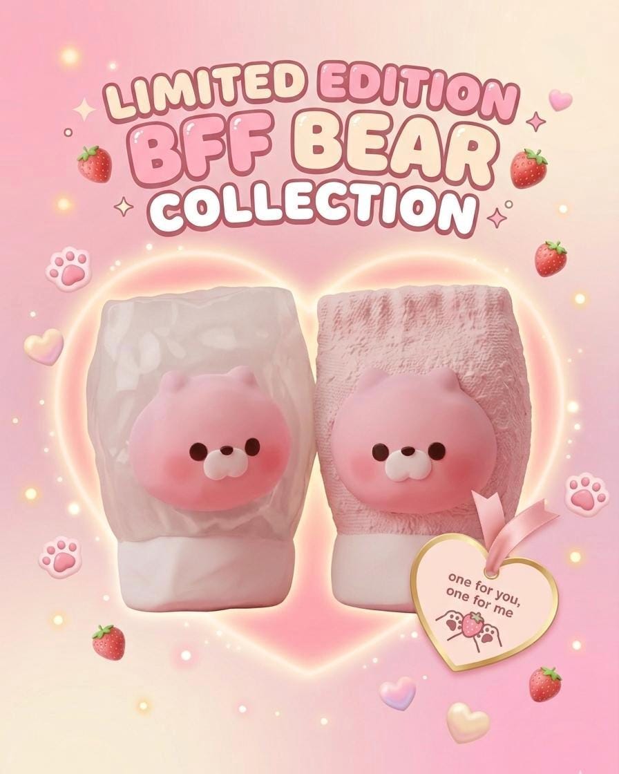 Bär Squishy Passender Squeeze Toy Rosa Bär Stressball als Freundschaftsgeschenk Passendes BFF Schreibtischspielzeug Pastellrosa Ästhetik Deko
