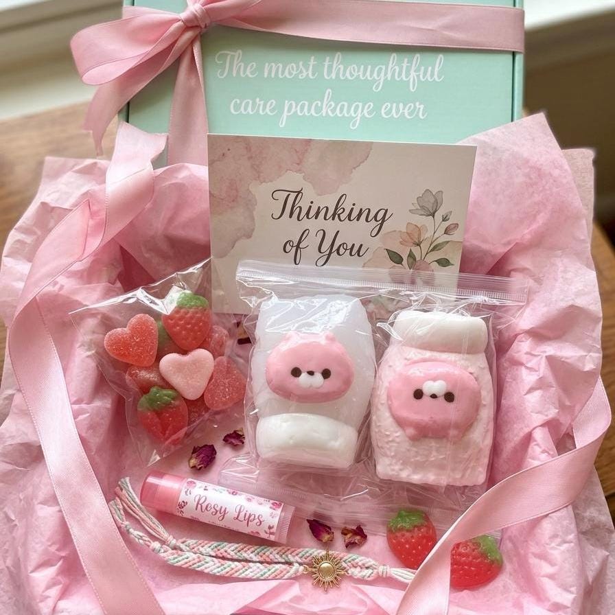 Bär Squishy Passender Squeeze Toy Rosa Bär Stressball als Freundschaftsgeschenk Passendes BFF Schreibtischspielzeug Pastellrosa Ästhetik Deko