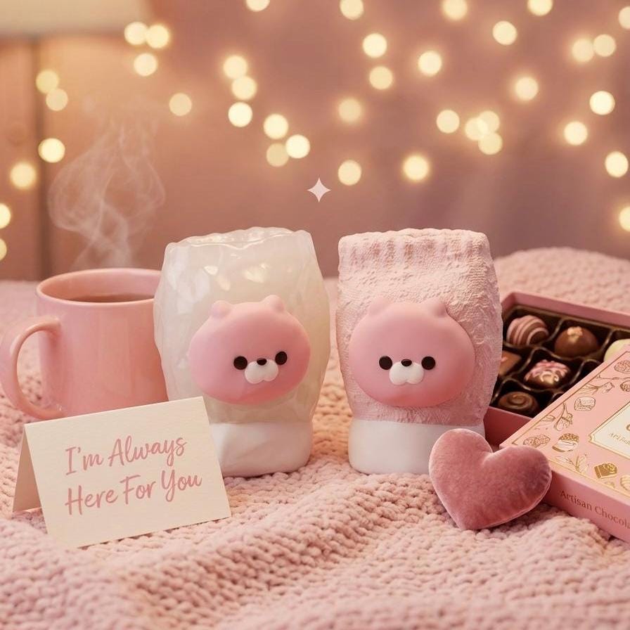 Bär Squishy Passender Squeeze Toy Rosa Bär Stressball als Freundschaftsgeschenk Passendes BFF Schreibtischspielzeug Pastellrosa Ästhetik Deko