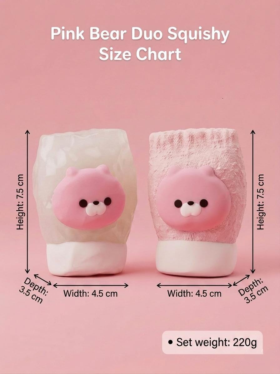 Bär Squishy Passender Squeeze Toy Rosa Bär Stressball als Freundschaftsgeschenk Passendes BFF Schreibtischspielzeug Pastellrosa Ästhetik Deko