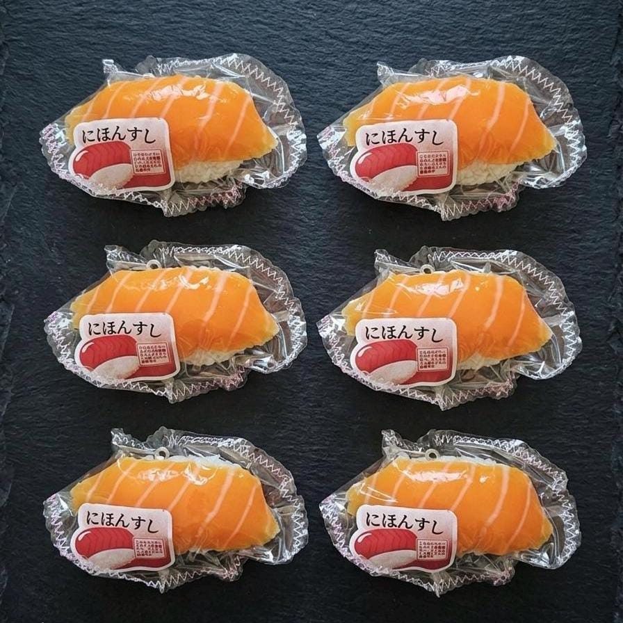 Japanese Fidget Toy Sushi Stress Ball Realistic Food Squishy Design Kawaii Squeeze Toy Salmon Nigiri Style Soft Silicone Construction Slow Rising Sensory Play Item Fun Desk Toy Collection Unique Gift For Sushi Enthusiasts Anime Fans Kids
