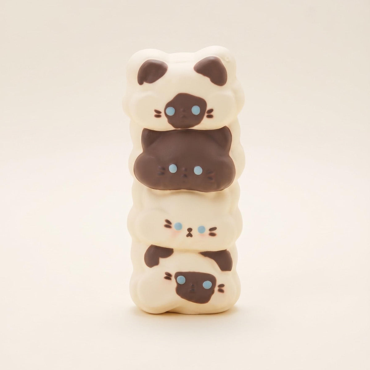 Slow Rising Squishy Cat Toy Stress Relief Fidget Collectible Kawaii Siamese Cat Design Stacked Animal Figurine Desk Toy Gift Anxiety Relief Squeeze Toy Soft Silicone Construction Cat Lover Present Cute Fidget Collection Tactile Sensory