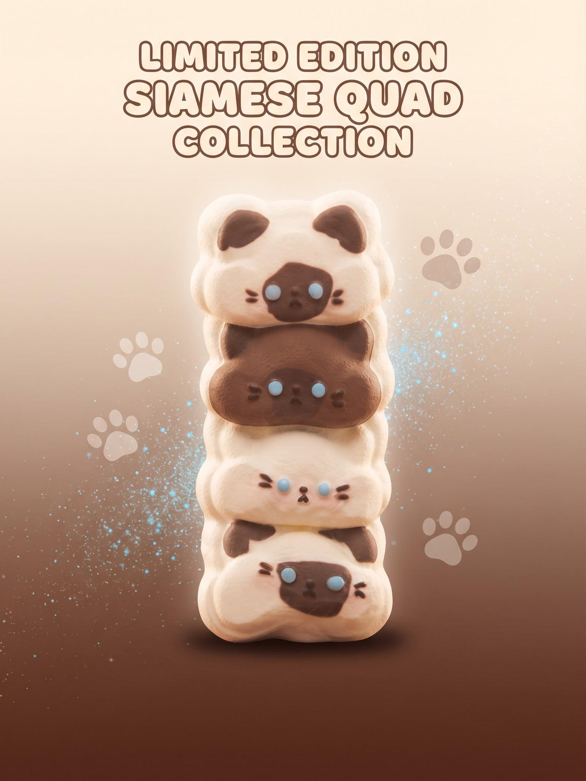 Siamese Cat Squishy Toy Kawaii Collectible Stress Relief Fidget Slow Rising Squeeze Design Stacked Cat Figurine Desk Toy Gift Anxiety Relief Collection Soft Silicone Material Cat Lover Present Cute Animal Desk Decoration Tactile Fidget