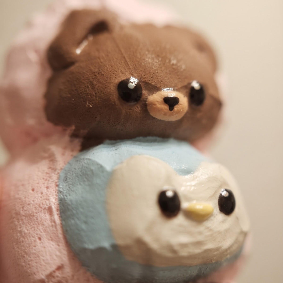 Brown Bear Blue Penguin Squishy Toy Kawaii Four Connected Animal Heads Soft Silicone Slow Rising Texture Sensory Fidget Play Tactile Experience Kids Birthday Gift Party Favor Stocking Stuffer Collectible Macaron Style Design Compact Desk