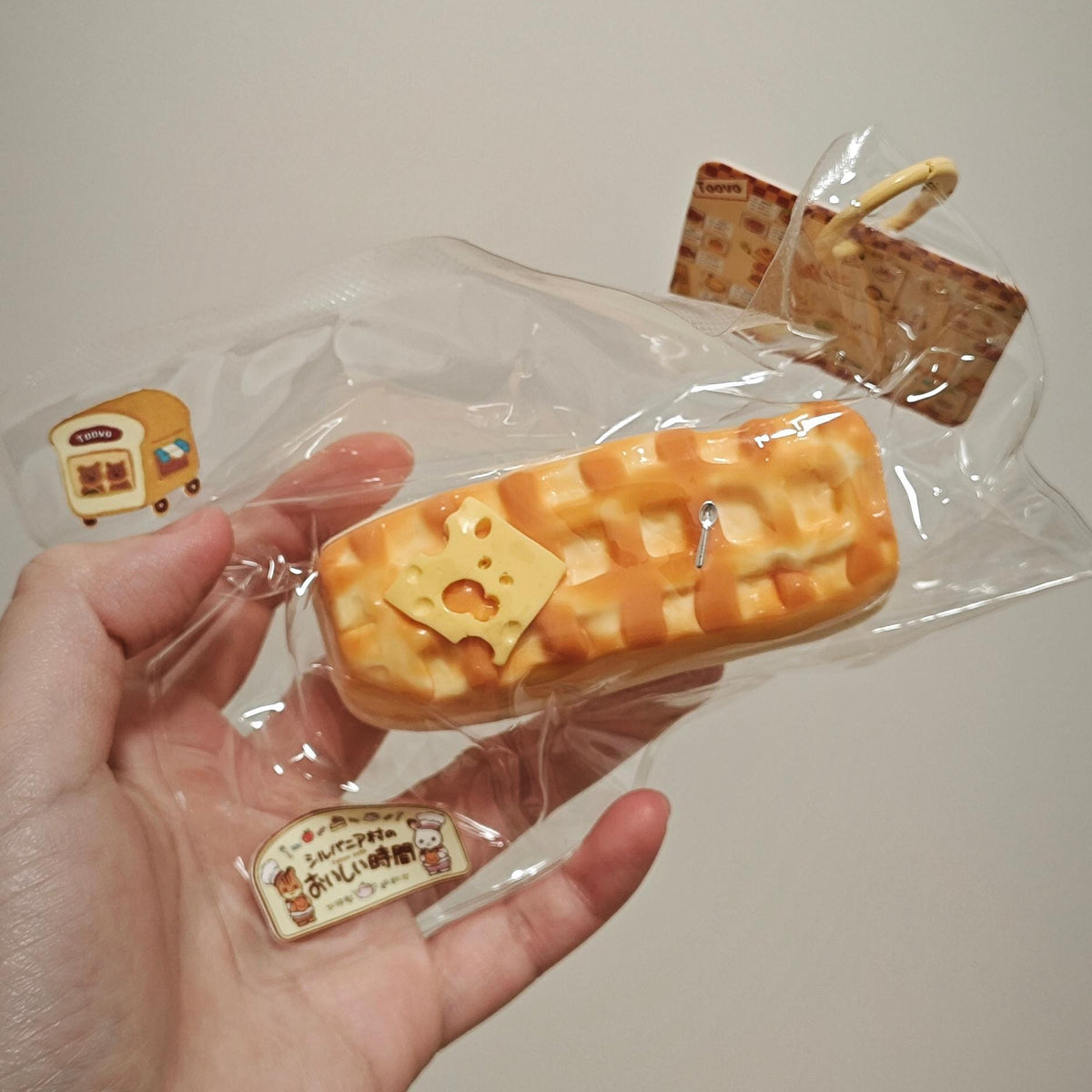 Kawaii Squishy Toy Perfect Gift Kids Teens Cute Collectible Figure Soft Silicone Squeeze Slow Rising Sensory Play Item Relief Reducer Calming Tool Food Replica Waffle Design Butter Syrup Details Charm Accessories Basket Charm Bread Tag