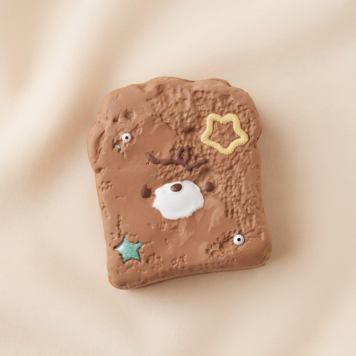 Squishy Stress Relief Keychain Kawaii Bread Slice Fidget Toy Cute Bag Charm Pastel Silicone Squeeze Sensory Play Backpack Accessory Zipper Clip Attachment Miniature Collectible Gift Adorable Sweet Face Design Star Decorations Portable Charm