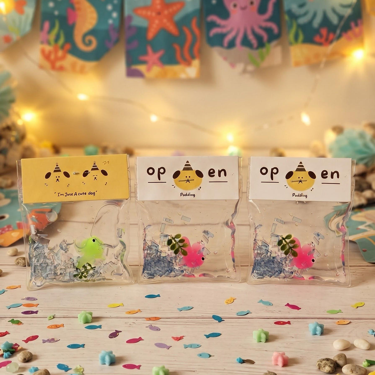 Prefilled Ocean Party Favor Bags Kids Birthday Celebration Treats Goldfish Theme Cellophane Goodie Bags Ready To Give Party Supplies Underwater Design Fish Party Decorations Aquarium Birthday Gifts Children Celebration Treats Clear Bags