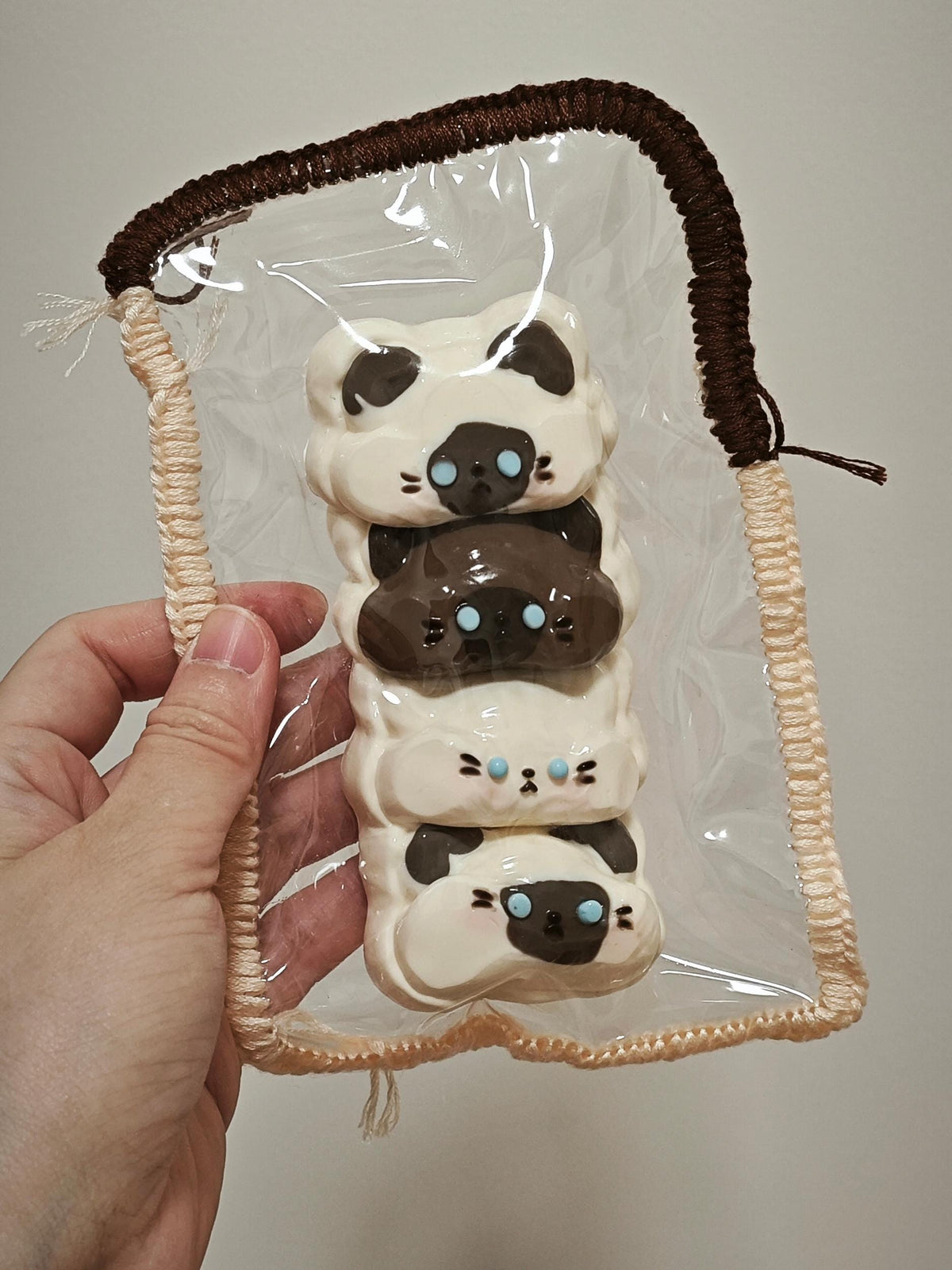 Collectible Siamese Cat Squishy Toy Four Stacked Design Kawaii Desk Decoration Gift Slow Rising Silicone Squeeze Soft Texture Blue Eyes Cream Brown Colors Compact Size Perfect Fidget Collection Display Item Unique Present Cat Lover Gift