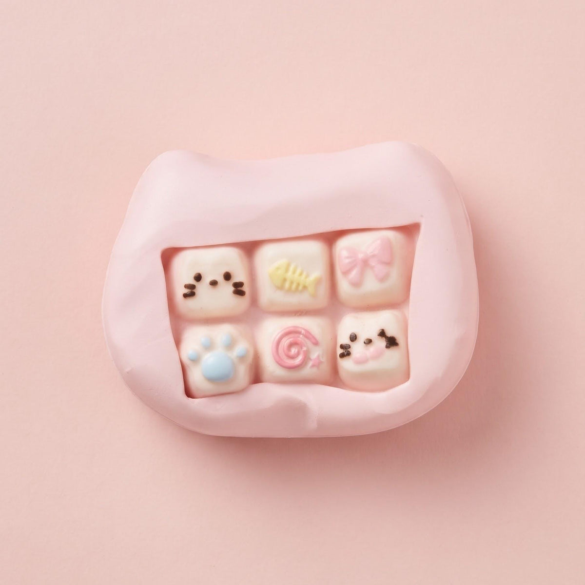 Kawaii Squishy Keychain Slow Rising Stress Relief Toy Cute Animal Charm Pink Silicone Fidget Accessory Sensory Squeeze Gift For Teens Bag Charm Keychain Collection Adorable Cat Face Design Paw Print Pattern Candy Themed Keys Compact